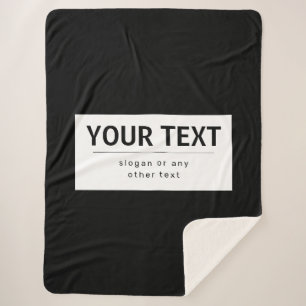 Fett moderner bearbeitbarer Text Schwarz und Wei Sherpadecke