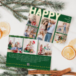 Fett moderner grüner 8-Foto Happy Gold Folien Feiertagskarte<br><div class="desc">Mit dieser einzigartigen und niedlichen, modernen, grünen 8-Foto-Happy-Gold-Urlaubskarte senden Sie herzliche Wünsche in dieser Urlaubssaison. Das einfache und minimalistische Design zeichnet sich durch boho-inspiriert Elemente in Goldfolie aus. Dieses Design feiert den festlichen Geist des Dezember und bringt jedem Anlass eine fröhliche und lustige Touch. Die goldenen saisonalen Farben und die...</div>