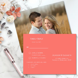 Fett modernes Coral und rosa Hochzeitsszenario-RSV Einladungspostkarte