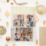 Fett Modernes Drei Foto Merry Gold Folien Feiertagspostkarte<br><div class="desc">Senden Sie herzliche Wünsche in dieser Urlaubssaison mit dieser einzigartigen und niedlichen, modernen, hochmodernen, drei Foto vergoldeten Postkarte. Das einfache und minimalistische Design zeichnet sich durch boho-inspiriert Elemente in Goldfolie aus. Dieses Design feiert den festlichen Geist des Dezember und bringt jedem Anlass eine fröhliche und lustige Touch. Die goldenen saisonalen...</div>