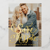 Fett modernes kalligraphisches Foto Save the Date