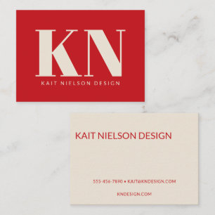 Fett modernes Monogramm Professional Hellrot Visitenkarte