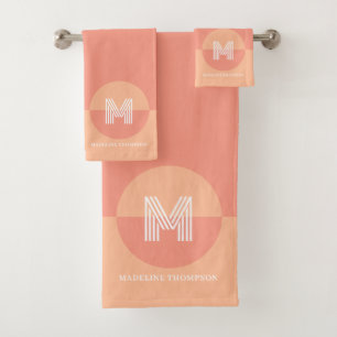 Fett Modernes Pfirsichrosa Geometrisches modernes Badhandtuch Set