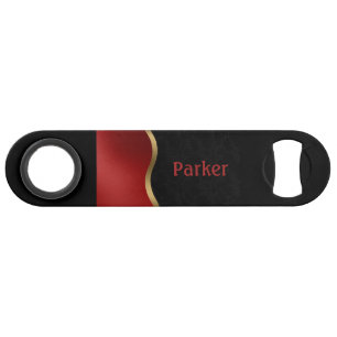 Fett Modernes Schwarzes Rot und Gold Speed Flaschenöffner