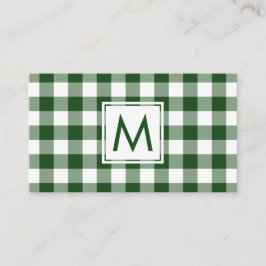 Fett Monogram Green White Buffalo Kariertes Muster Visitenkarte