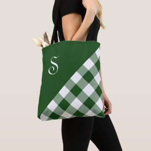 Fett Monogram Green White Buffalo Karo Geometrie Tasche
