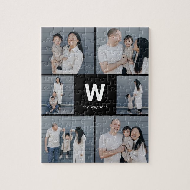 Fett monogramm bearbeitbares Farbfoto Collage Puzz (Vertikal)