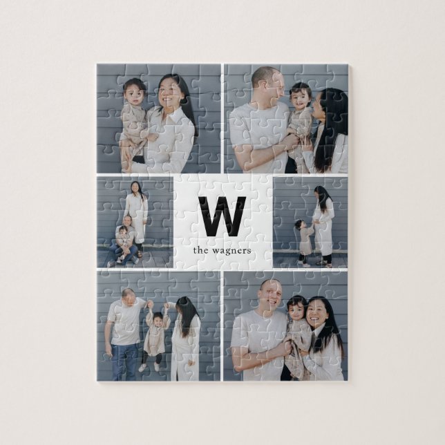 Fett monogramm bearbeitbares Farbfoto Collage Puzz (Vertikal)
