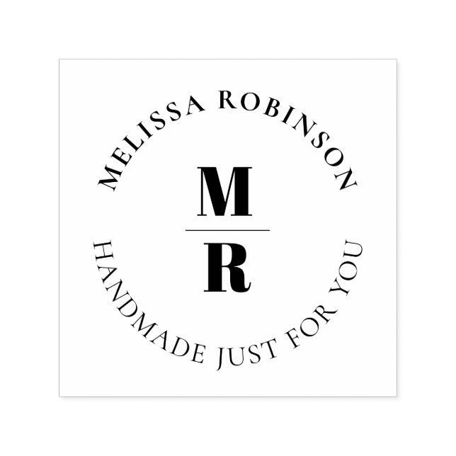 Fett Monogramm Chic Handmade Circle Text Permastempel (Design)