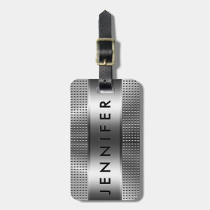 Fett Monogramm, metallisches Silbergraues Muster Gepäckanhänger