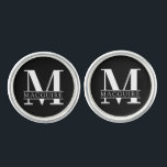 Fett Monogramm mit Name | Schwarz Manschetten Knöpfe<br><div class="desc">Ein einzigartiges Monogramm-Cofflink mit Ihrem einzigartigen Monogramm-Buchstaben und Namen.</div>