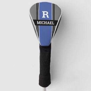 Fett Monogramm und Name, Med. Blaugraue schwarze S Golf Headcover