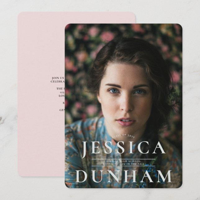 Fett Name Serif Abschluss Einladung (Vorne/Hinten)