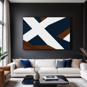 Fett Navy Weiß Braun Geschichtetes Abstrakt Leinwanddruck