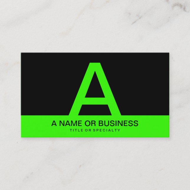 fett-neongrünes Monogramm Visitenkarte (Vorderseite)