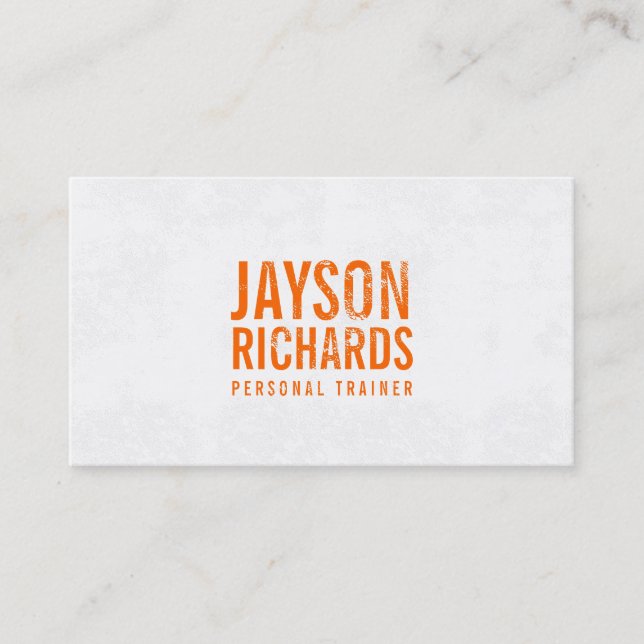 Fett Orange Grunge Stempeltext Business Card Visitenkarte (Vorderseite)