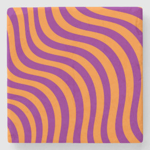 Fett Orange Lila Zebra Streifen Frühling Sommer  Steinuntersetzer