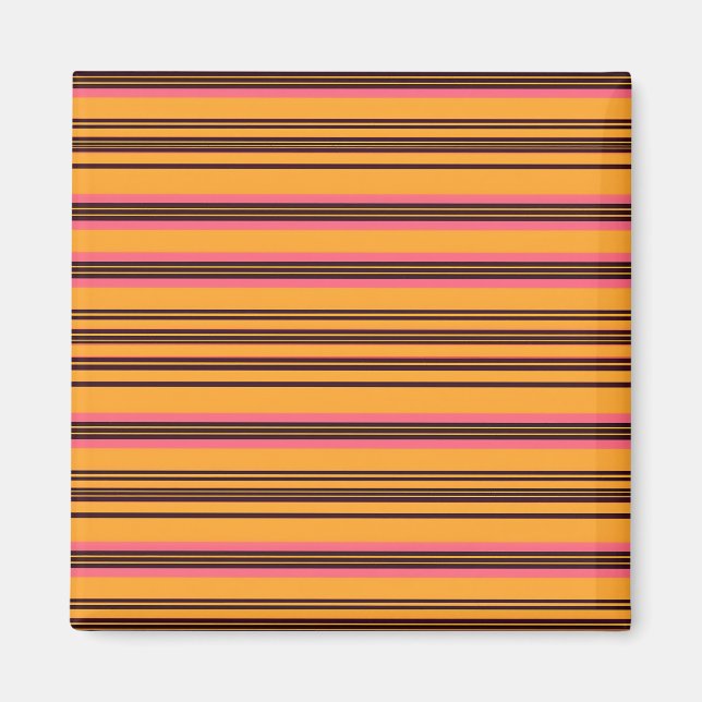 Fett orange-pinke horizontale Streifenmuster Magnet (Vorne)