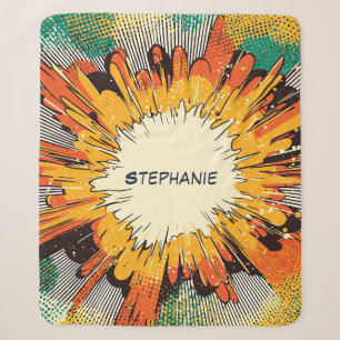 Fett Orange Pop-Art-Explosion schwarze Geschwindig Sherpadecke