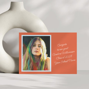 Fett Orange Retro-Script Vibriertes Foto-Abschluss Ankündigung