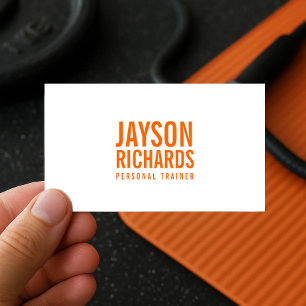 Fett Orange/White Personal Trainer Business Card Visitenkarte