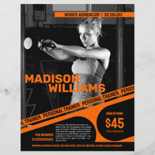 Fett Orangefarbener Personal Trainer Foto Flyer