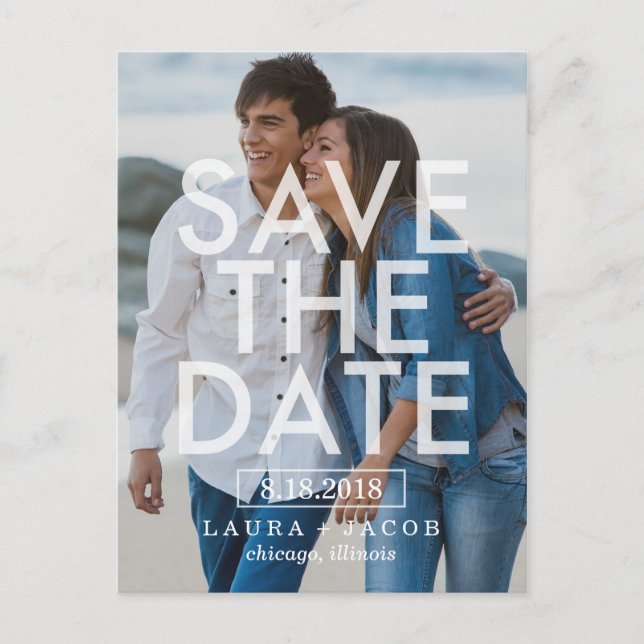Fett Overlay Save the Date Postkarte (Vorderseite)