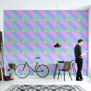 Fett Pastell Rainbow Gradient Square Muster Tapete