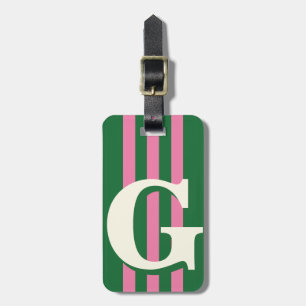 Fett personalisierter Anfangsbuchstabe, rosa und g Gepäckanhänger