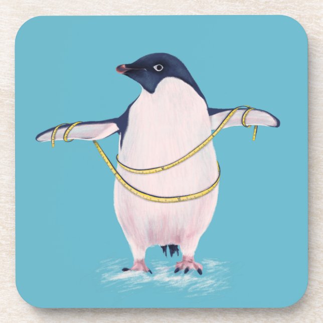 Fett Pinguin auf Diät Niedlicher Funny Bird Getränkeuntersetzer (Vorderseite)