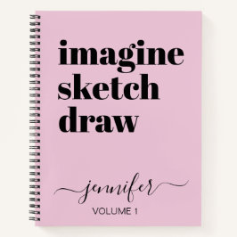 Fett Pink Personalisiertes Sketchbook Ihr Name Notizbuch