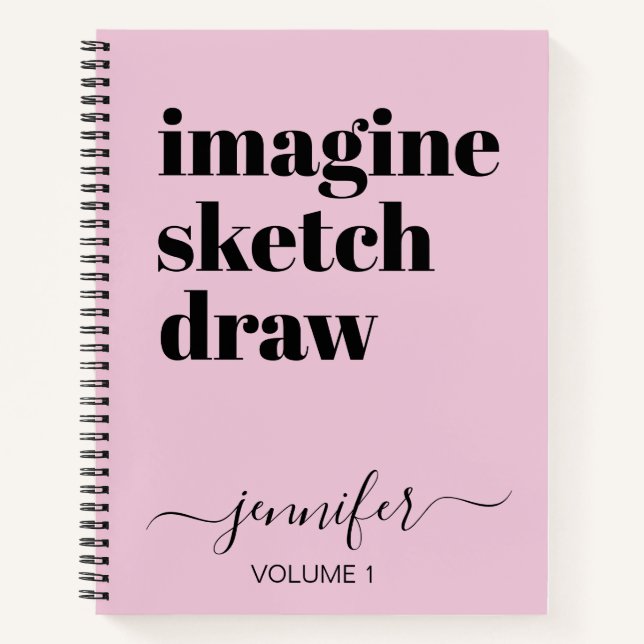 Fett Pink Personalisiertes Sketchbook Ihr Name Notizbuch (Vorderseite)