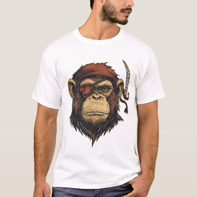 Fett Pirate Monkey Illustration T-Shirt (Vorderseite)