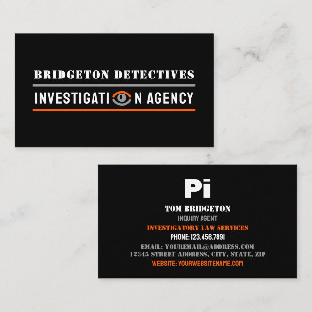 Fett-Privatauge, Privatdetektiv Visitenkarte (Vorne/Hinten)