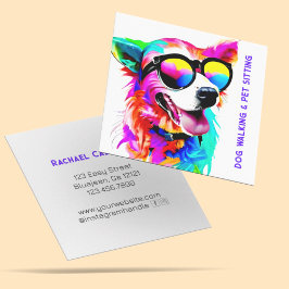Fett Rainbow Hund Haustier Sitter Dog Walker Custo Quadratische Visitenkarte