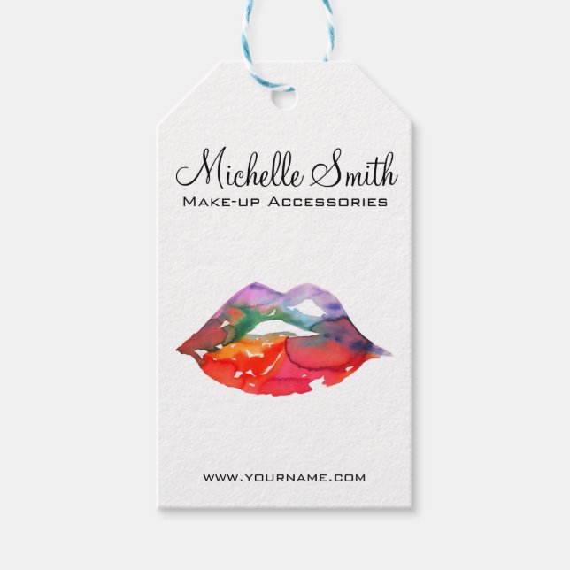 Fett Rainbow Lips Wasserfarbe Zeichnend Schönheit  Geschenkanhänger (Vorderseite)