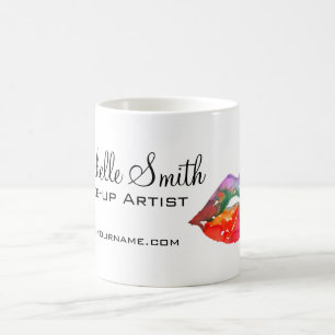 Fett Rainbow Lips Wasserfarbe Zeichnend Schönheit  Kaffeetasse