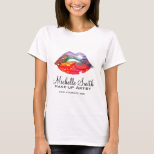 Fett Rainbow Lips Wasserfarbe Zeichnend Schönheit  T-Shirt