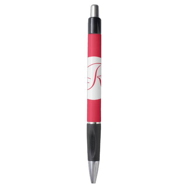 Fett Red Circle Monogram Kugelschreiber (Vorderseite Vertikal)