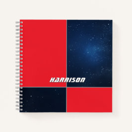Fett Red Dark Blue Space anpassbar Notizbuch