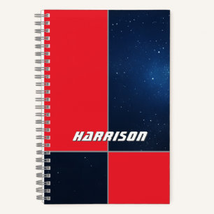Fett Red Dark Blue Space anpassbar Notizbuch