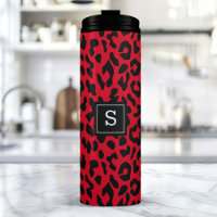 Fett Red Leopard Animal Print Monogram