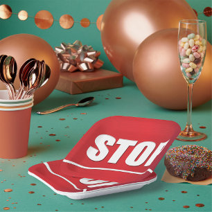 Fett Red Stopp Sign Pappteller