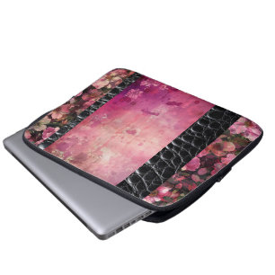 Fett Reptil, rosa schwarz, floralfarben Laptopschutzhülle