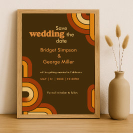 Fett Retro 1970er Hochzeit speichern Sie die Datum