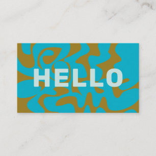 Fett Retro Groovy Pfau Oliv Blassblau Hallo Visitenkarte