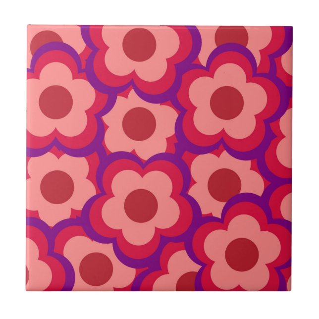 Fett-Retro-Hippie-Blume Fliese (Vorderseite)