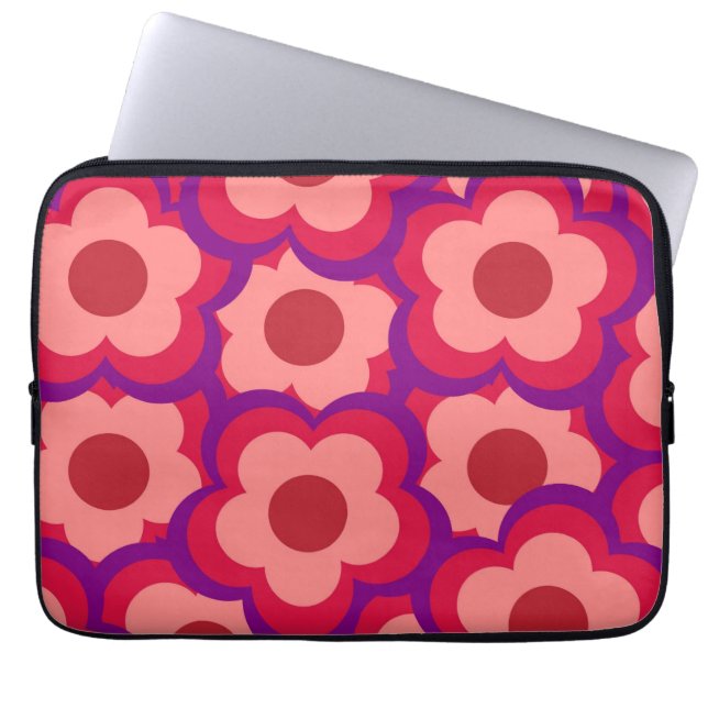 Fett-Retro-Hippie-Blume Laptopschutzhülle (Vorderseite)
