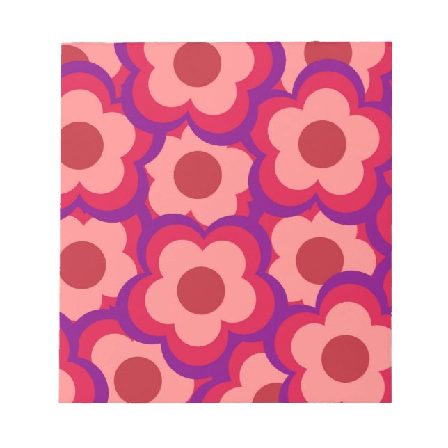 Fett-Retro-Hippie-Blume Notizblock (Vorderseite)