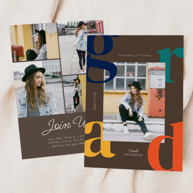 Fett Retro-Klasse 2024 Abschluss Einladung (Von Creator hochgeladen)